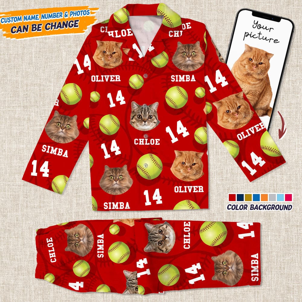 Custom Dog Cat Photo Softball For Pet Lover Pajamas T286 888809