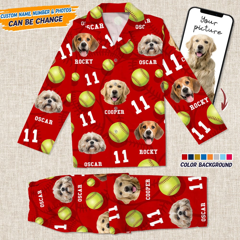 Custom Dog Cat Photo Softball For Pet Lover Pajamas T286 888809