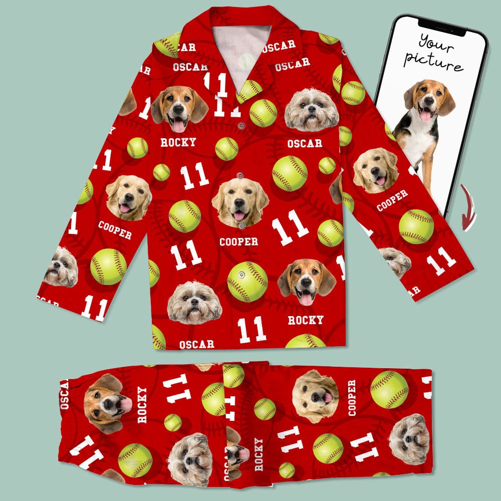 Custom Dog Cat Photo Softball For Pet Lover Pajamas T286 888809