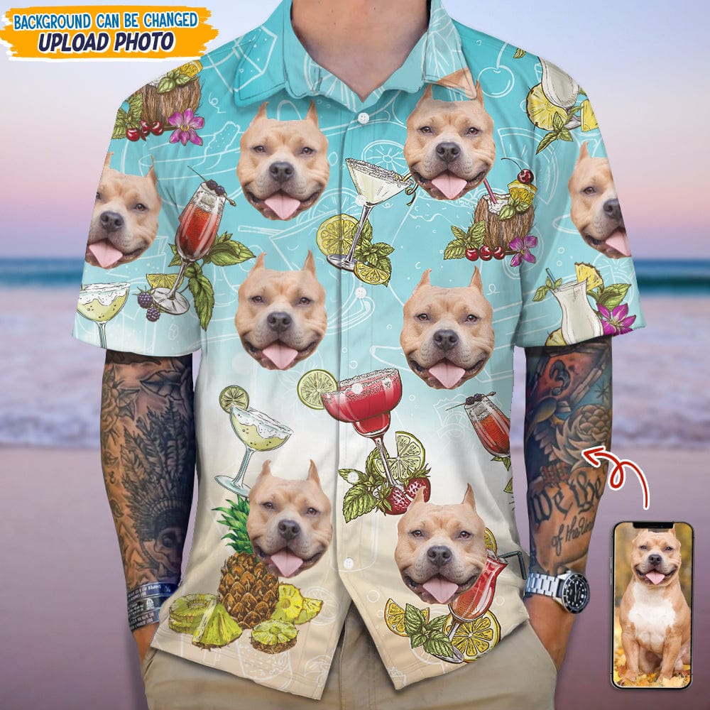 Custom Dog Photo And Cocktail Glasses Hawaii Shirt TA29 889373
