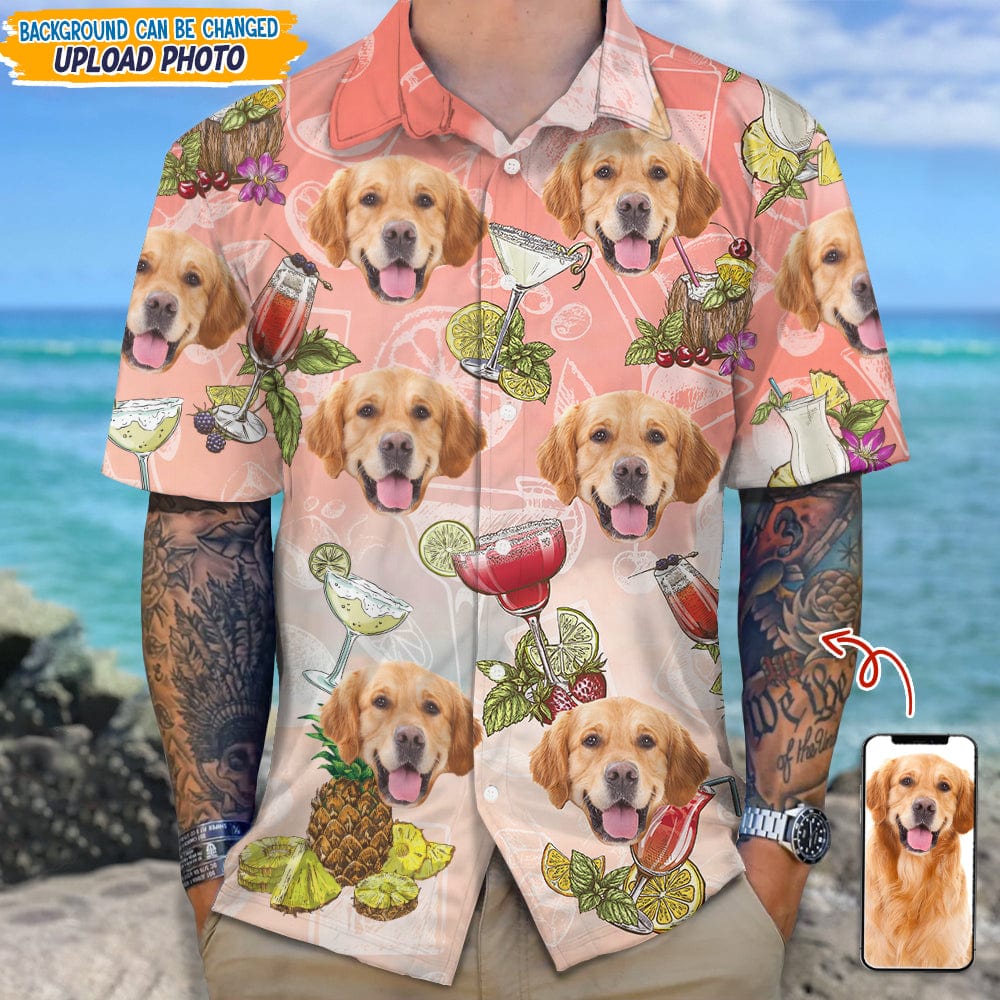 Custom Dog Photo And Cocktail Glasses Hawaii Shirt TA29 889373