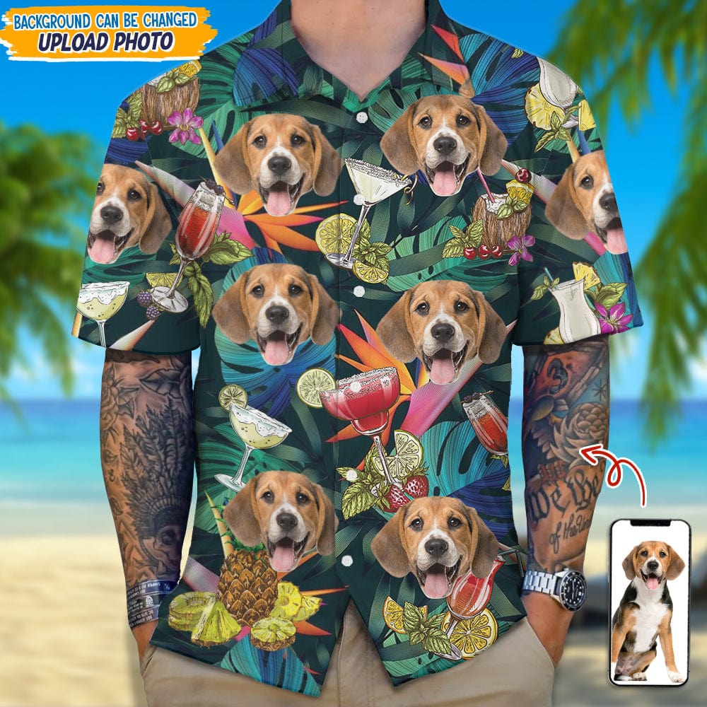 Custom Dog Photo And Cocktail Glasses Hawaii Shirt TA29 889373