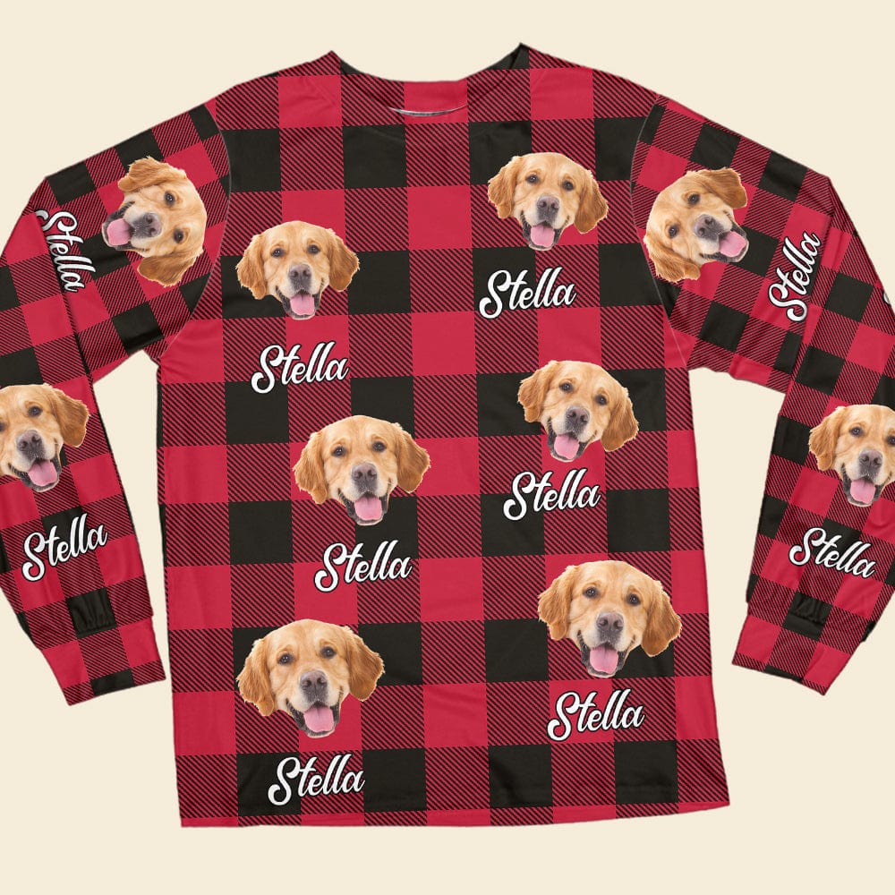 Custom Dog Photo And Name With Christmas Background Sleepwear N304 889971