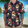 Custom Dog Photo Skull Face Tropical Leaf Hawaii Shirt N304 889568