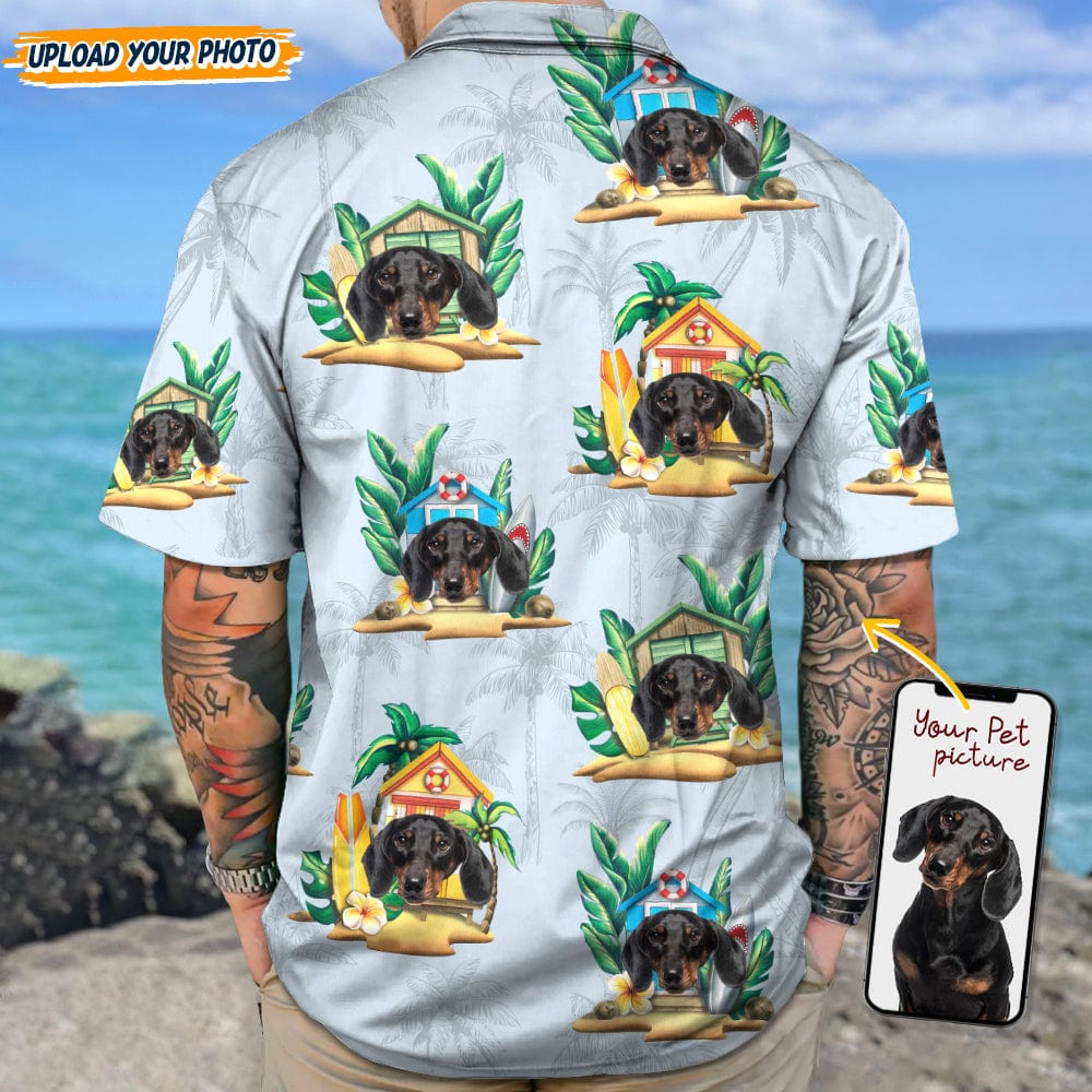 Custom Dog Photo Tropical Men's Hawaii Shirt TA29 889096