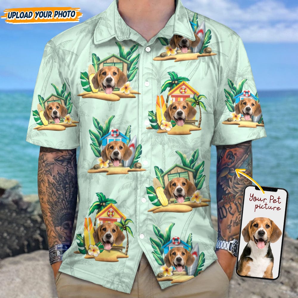 Custom Dog Photo Tropical Men's Hawaii Shirt TA29 889096