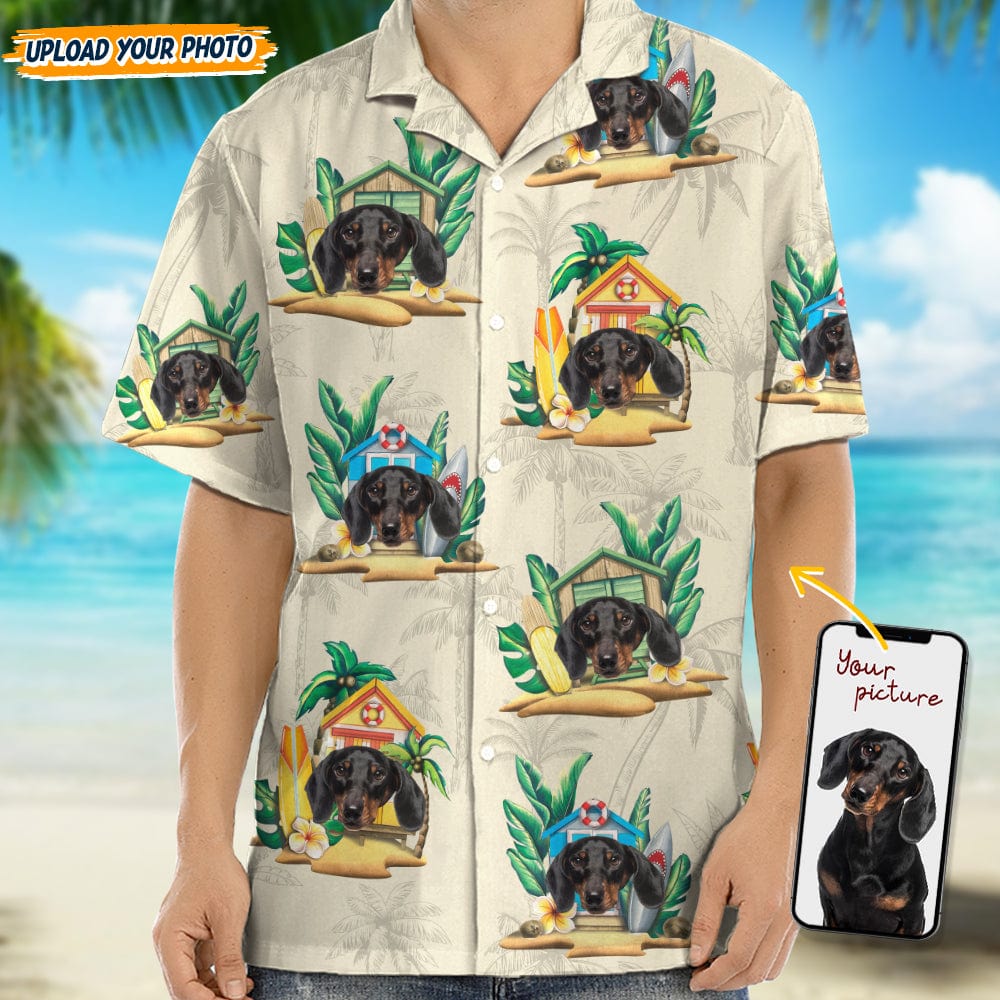 Custom Dog Photo Tropical Men's Hawaii Shirt TA29 889096
