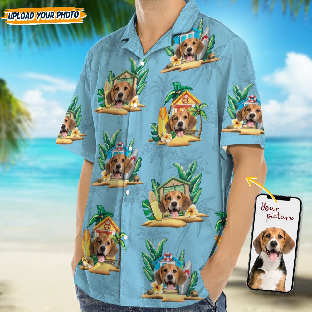 Custom Dog Photo Tropical Men's Hawaii Shirt TA29 889096