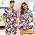 Custom Dog Photo With Animal Print Pattern Short Pajamas T368 888896