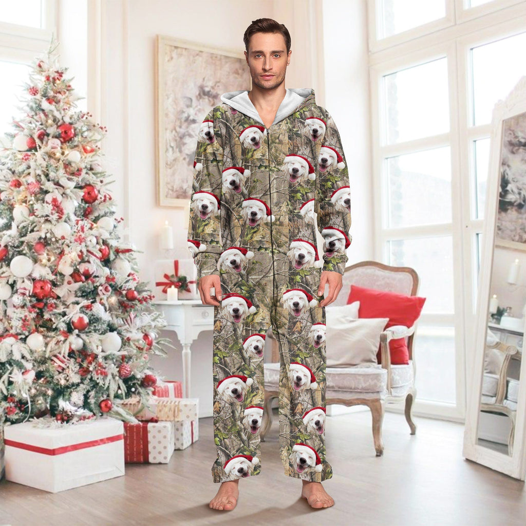 Custom Dog Photo With Camo Background Onesie Pajamas HO82 893374