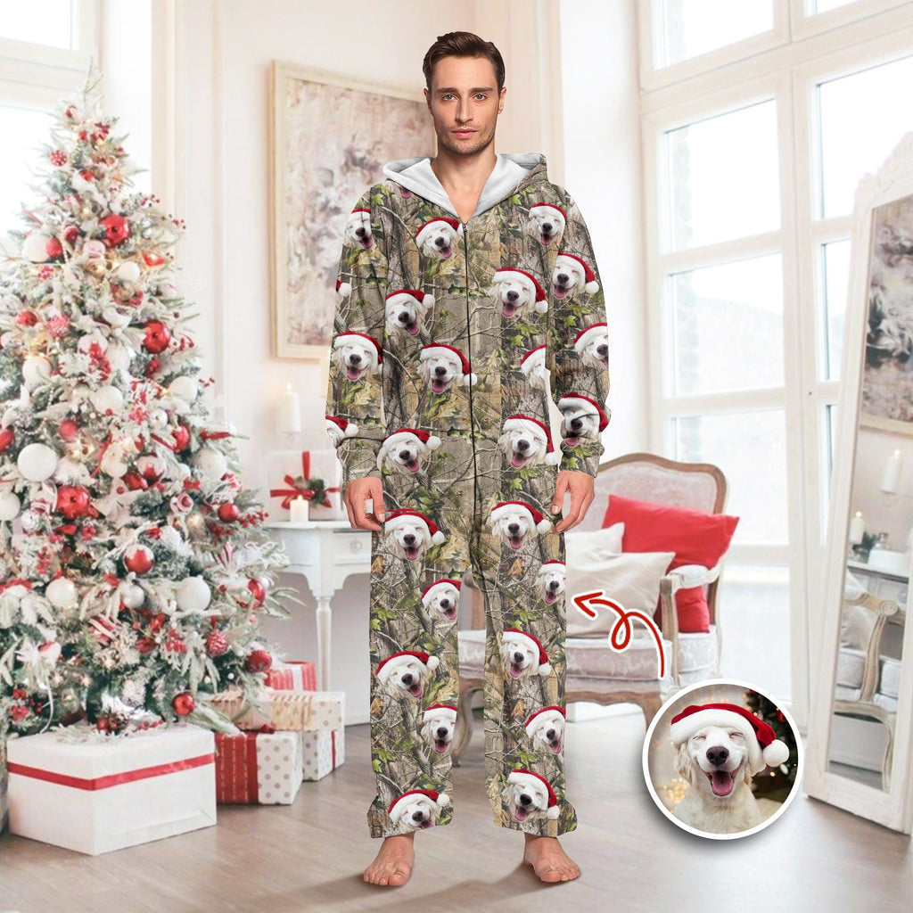 Custom Dog Photo With Camo Background Onesie Pajamas HO82 893374