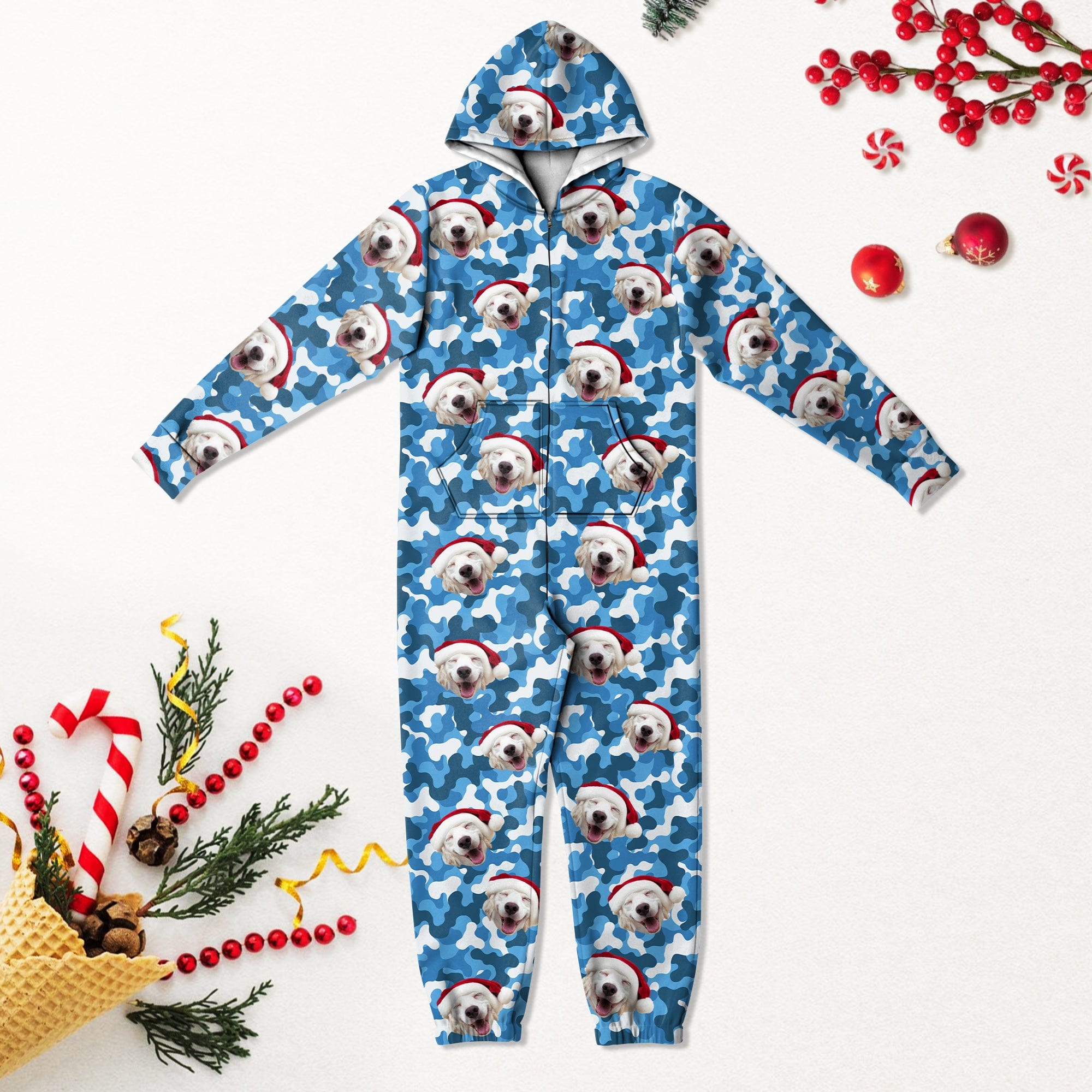 Custom Dog Photo With Camo Background Onesie Pajamas HO82 893374