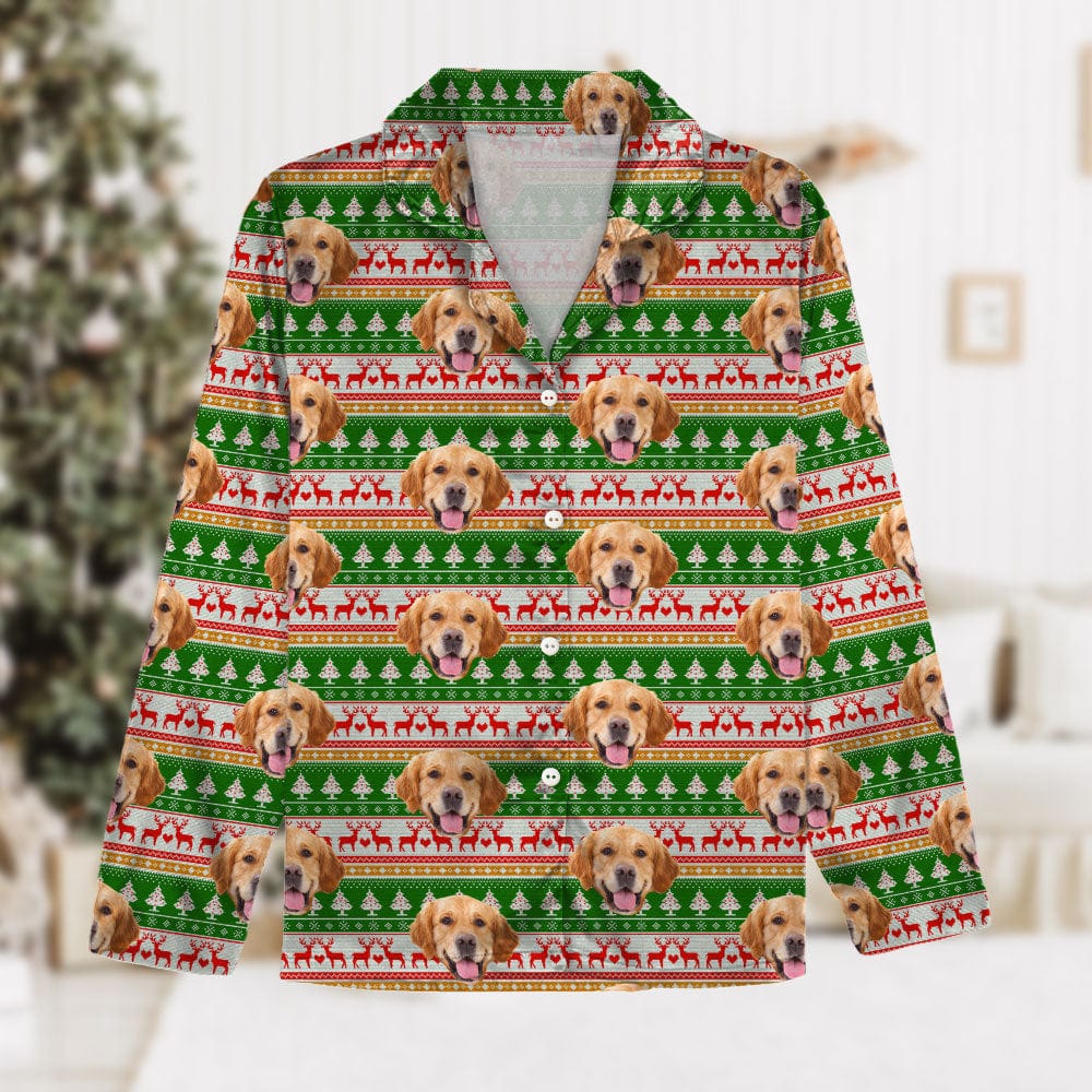 Custom Dog Photo With Colorful Background For Family Pajamas T368 889644