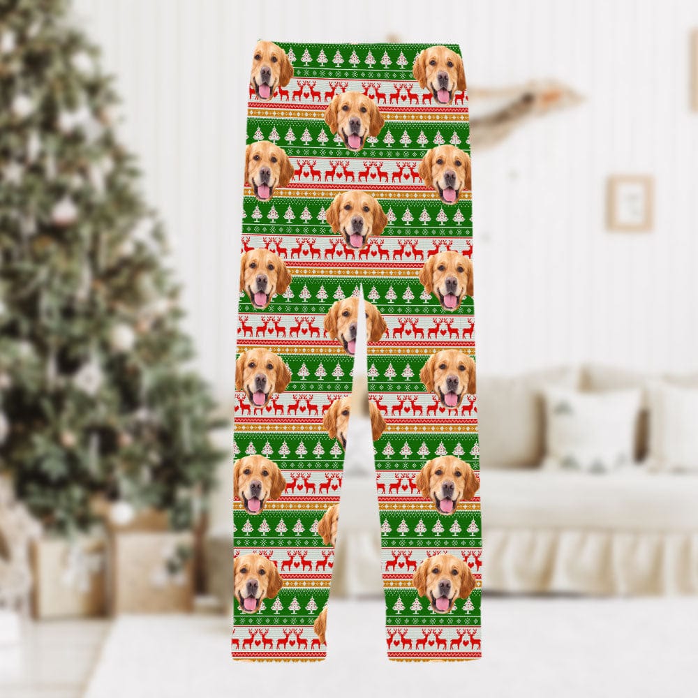 Custom Dog Photo With Colorful Background For Family Pajamas T368 889644
