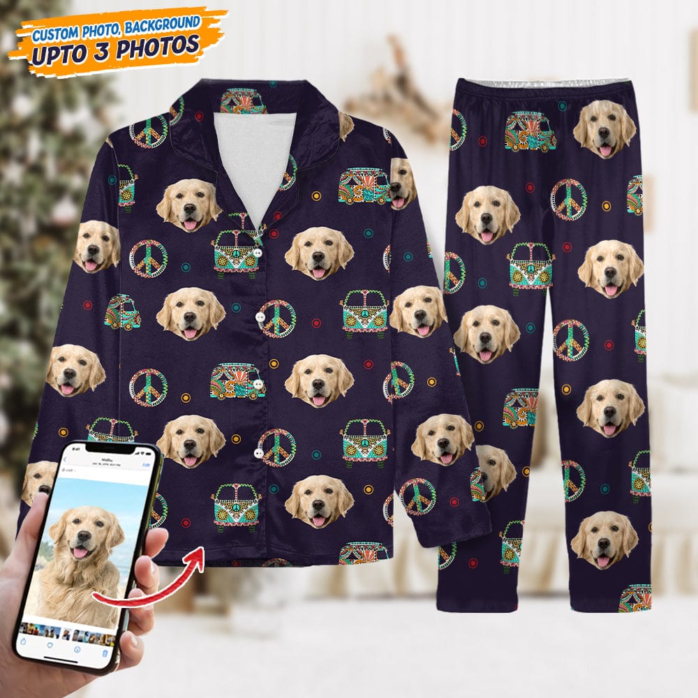 Custom Dog Photo With Decoration Hippie Pajamas T368 888882