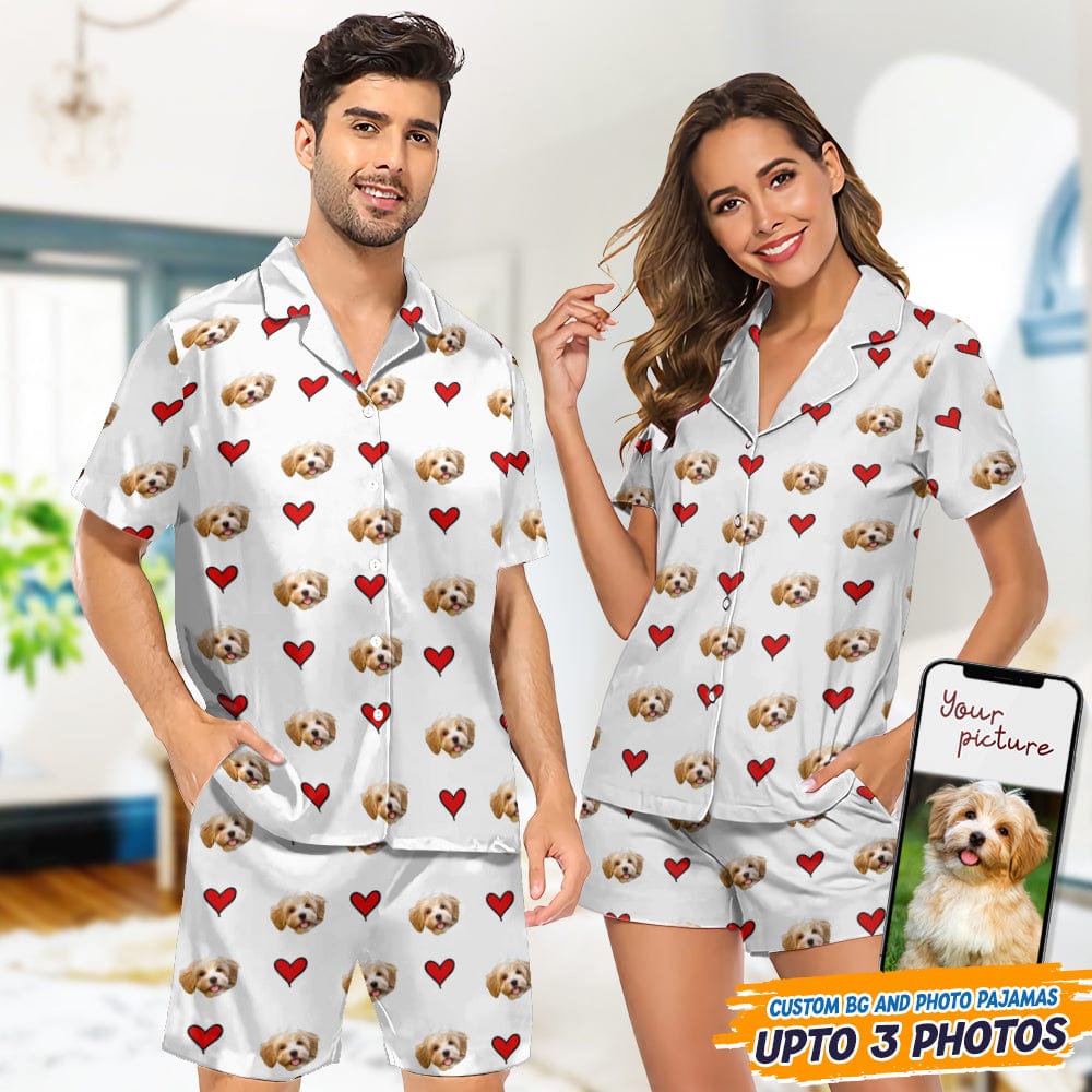 Custom Dog Photo With Icon Decoration Short Pajamas TA29 888902