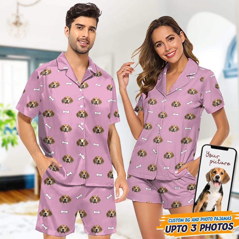 Custom Dog Photo With Icon Decoration Short Pajamas TA29 888902