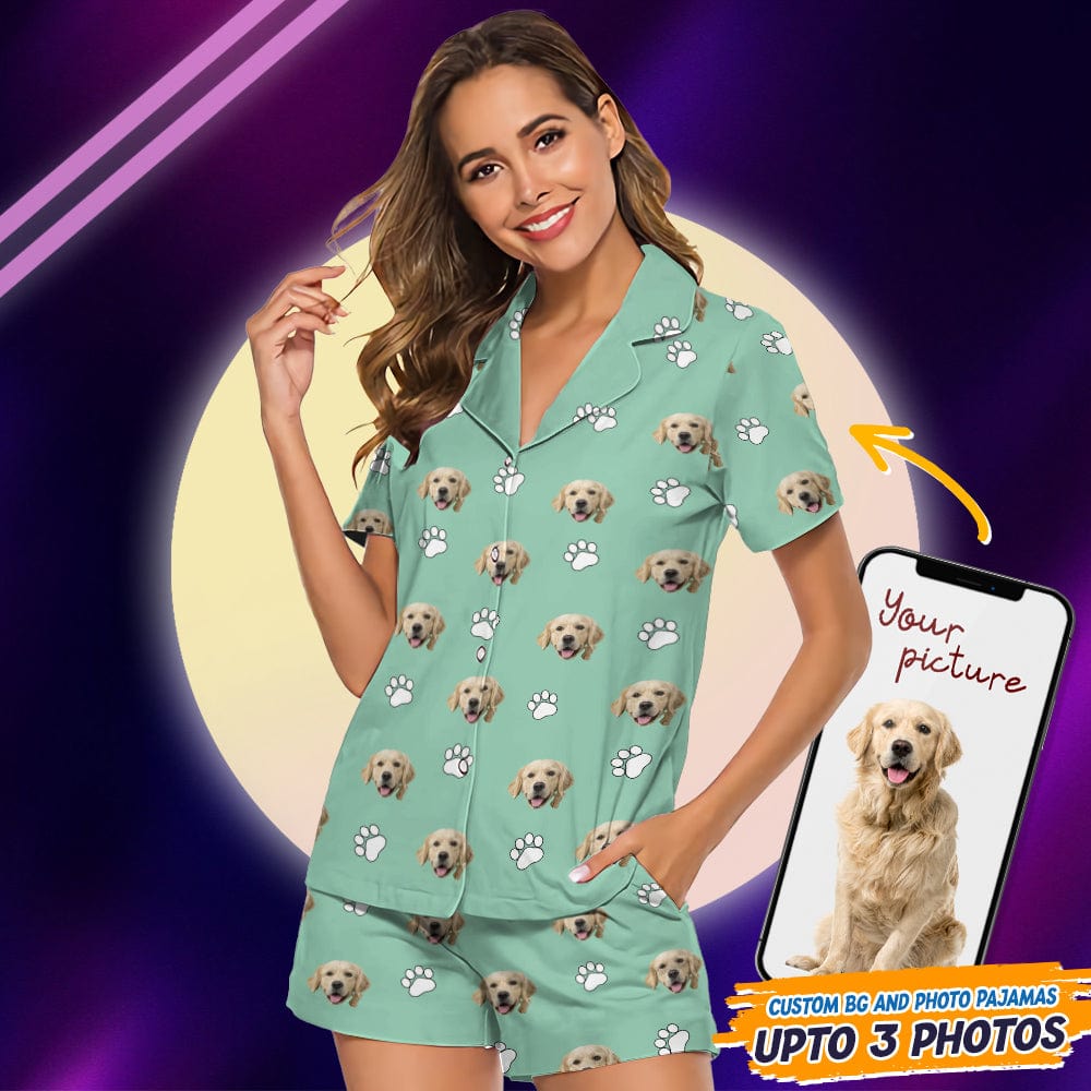 Custom Dog Photo With Icon Decoration Short Pajamas TA29 888902