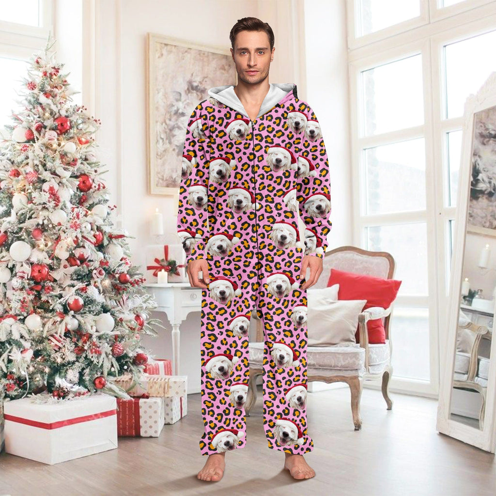 Custom Dog Photo With Leopard Pattern Onesie Pajamas HO82 893346