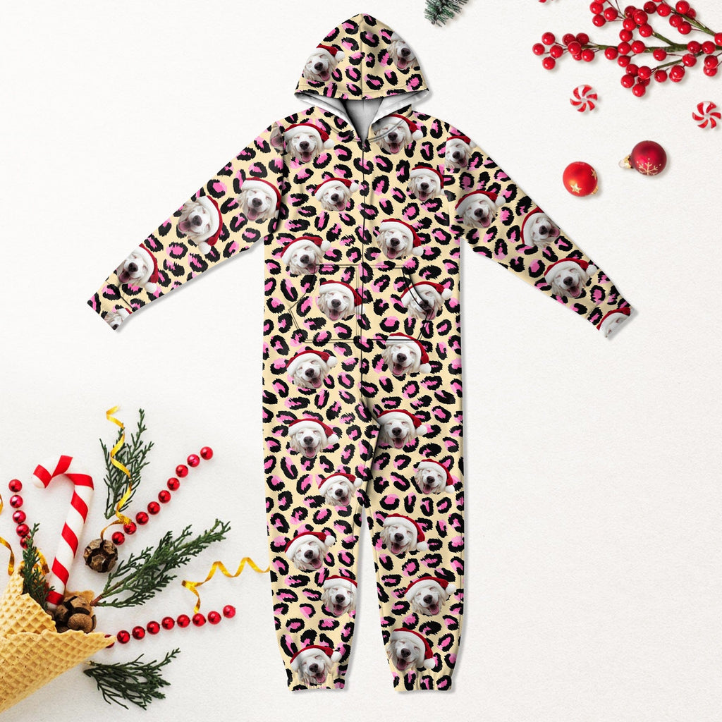 Custom Dog Photo With Leopard Pattern Onesie Pajamas HO82 893346