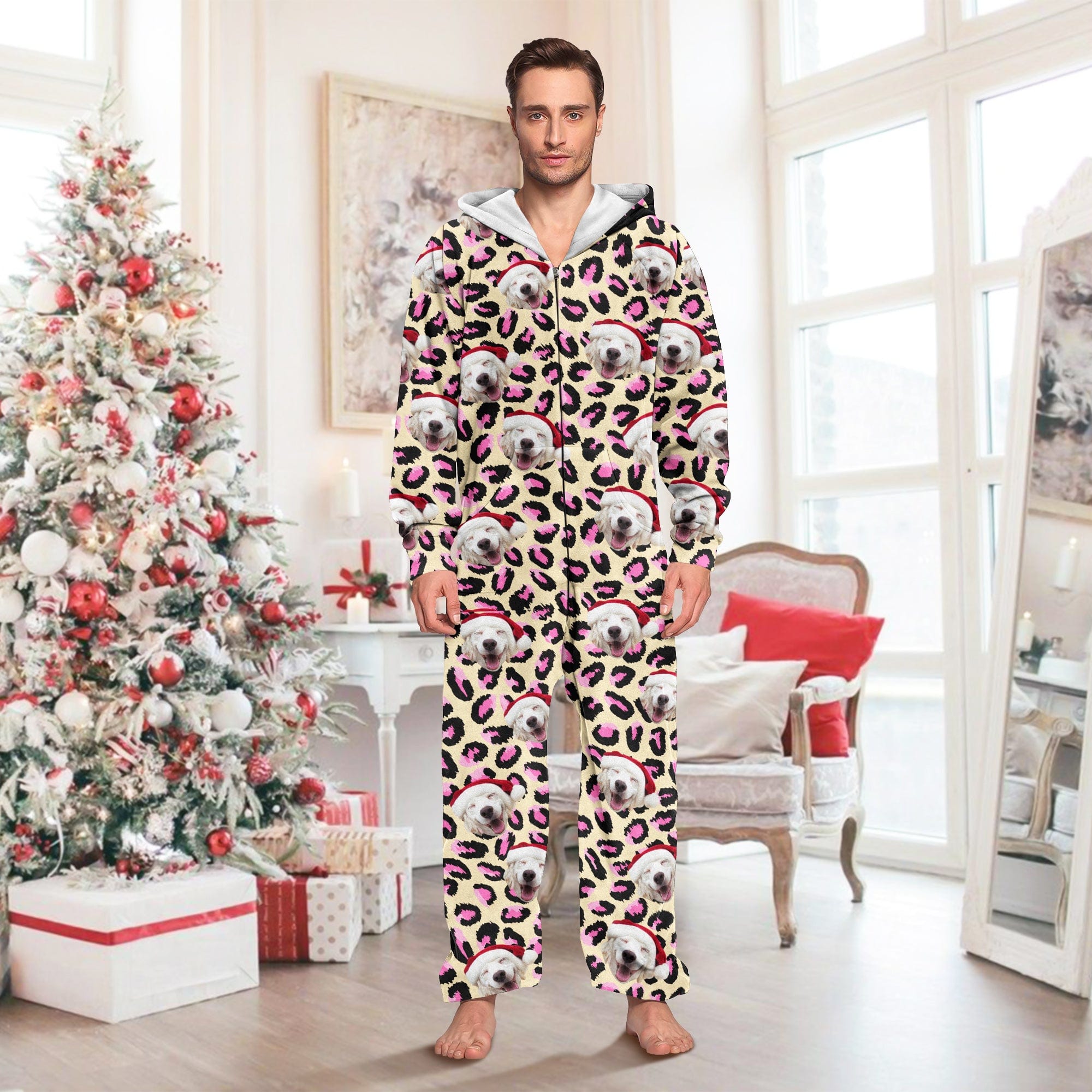 Custom Dog Photo With Leopard Pattern Onesie Pajamas HO82 893346