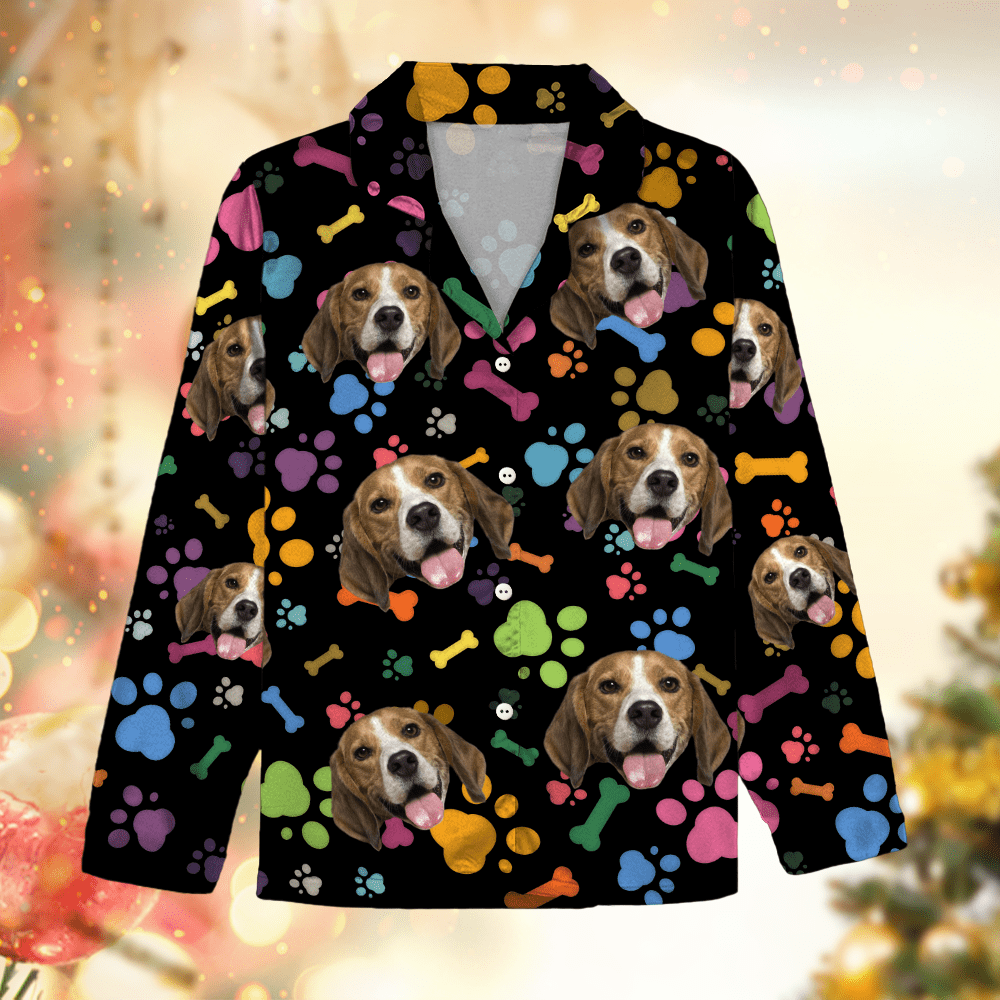 Custom Dog Photo With Paw And Bone Pattern Pajamas TA29 889912