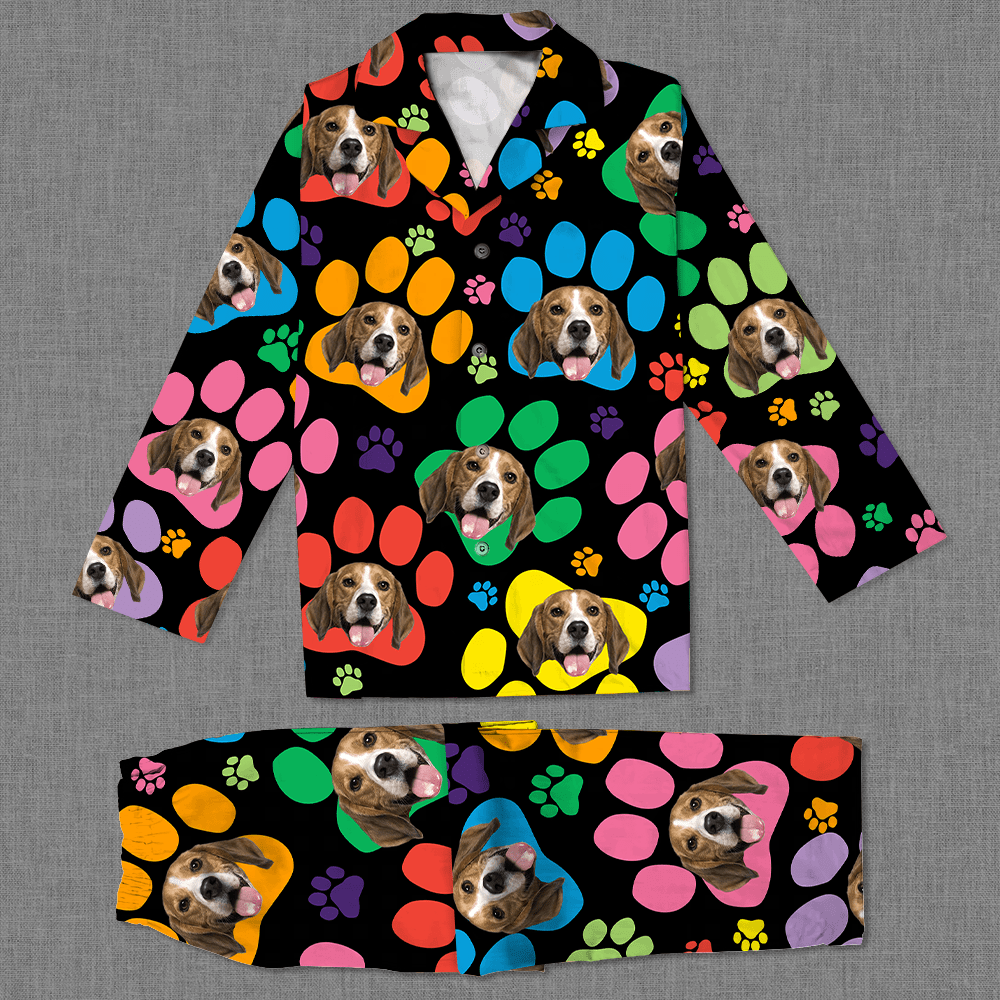 Custom Dog Photo With Paw And Bone Pattern Pajamas TA29 889912