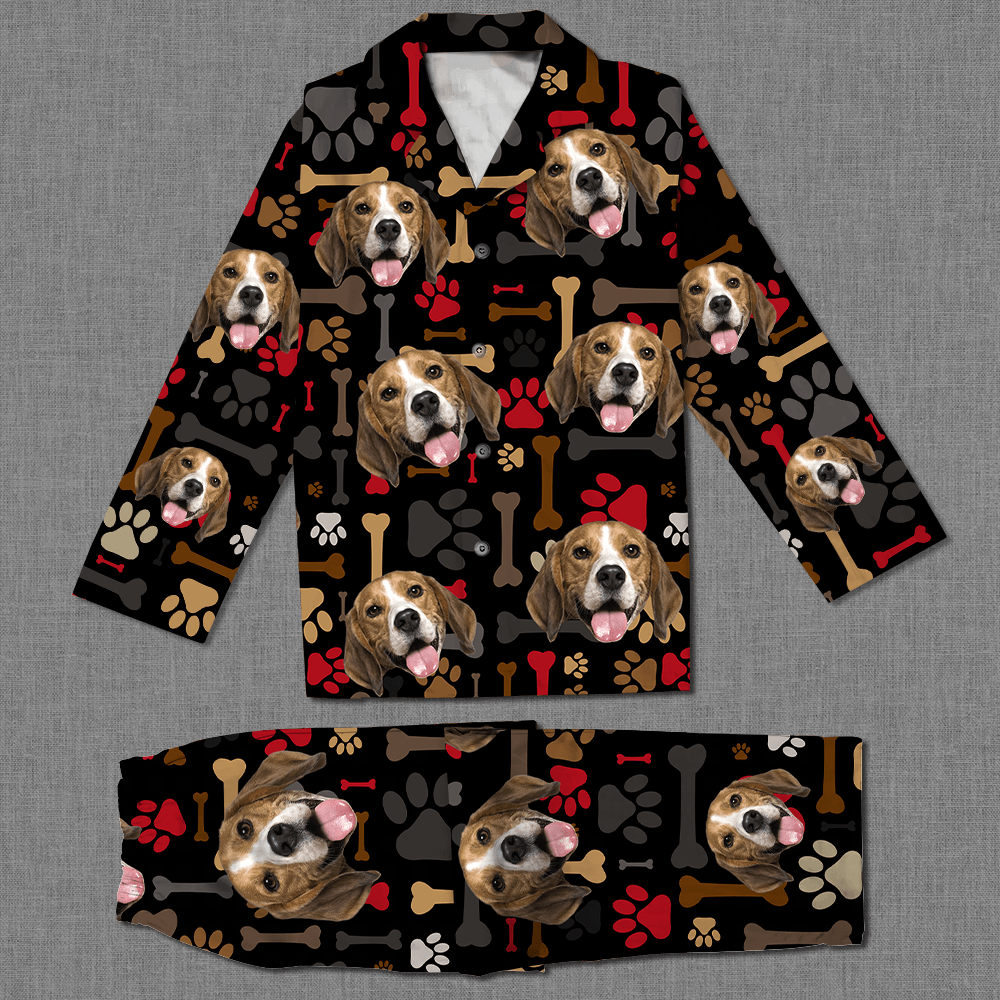 Custom Dog Photo With Paw And Bone Pattern Pajamas TA29 889912