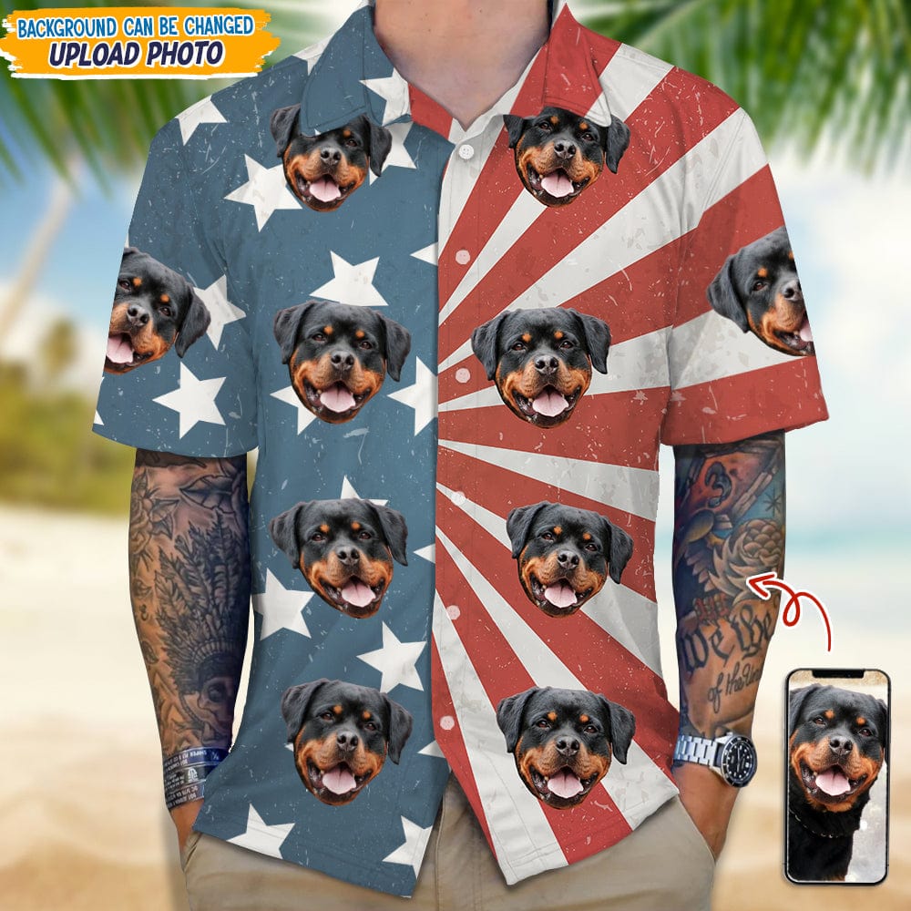 Custom Dog Photo With Us Flag Hawaii Shirt TA29 889228