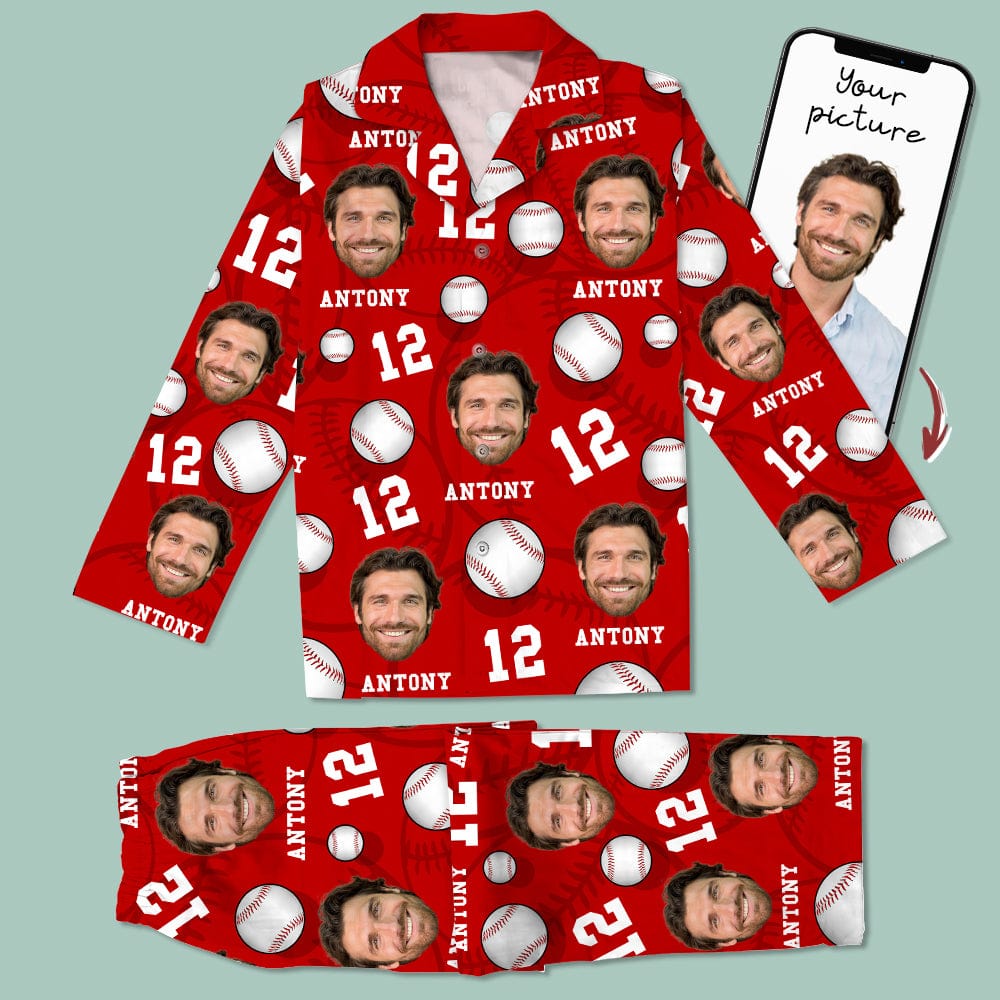 Custom Face Photo And Name Baseball Pajamas TA29 888779