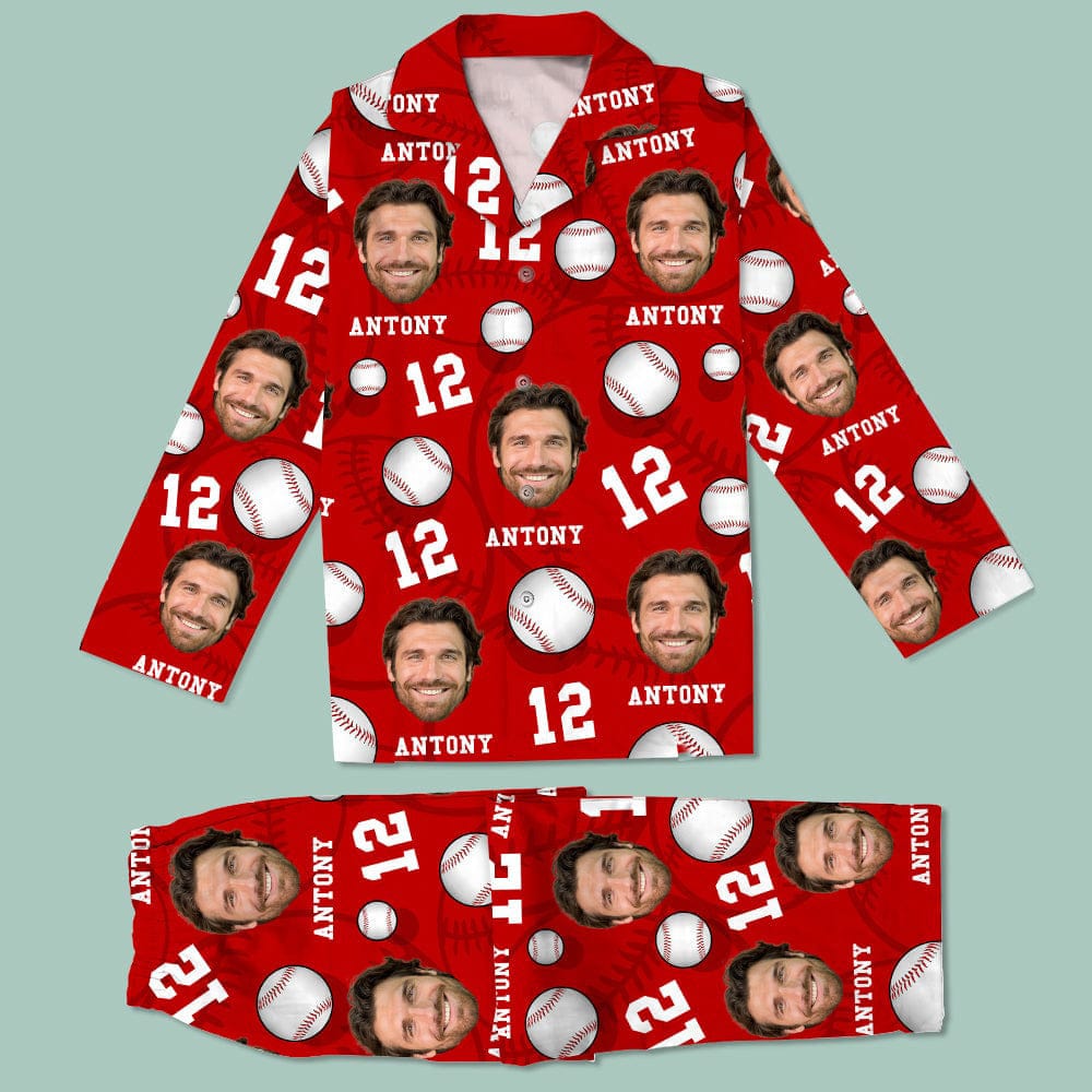 Custom Face Photo And Name Baseball Pajamas TA29 888779