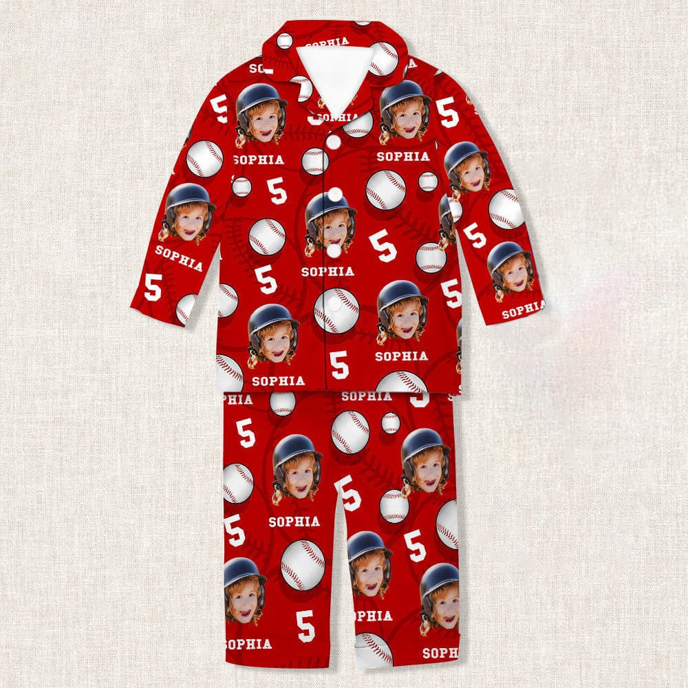 Custom Face Photo And Name Baseball Pajamas TA29 888779