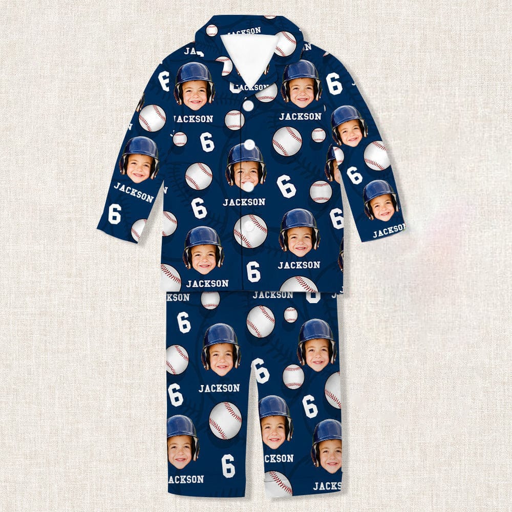 Custom Face Photo And Name Baseball Pajamas TA29 888779