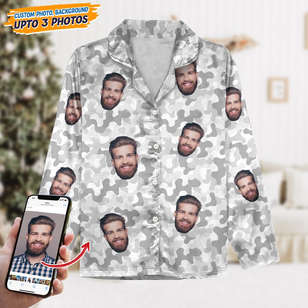 Custom Face Photo Camo Background Pajamas For Christmas Gift N304 888782