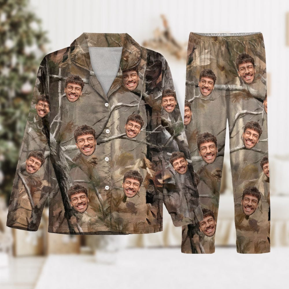 Custom Face Photo Camo Background Pajamas For Christmas Gift N304 888782