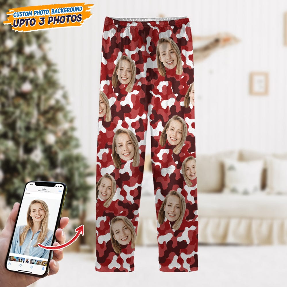 Custom Face Photo Camo Background Pajamas For Christmas Gift N304 888782