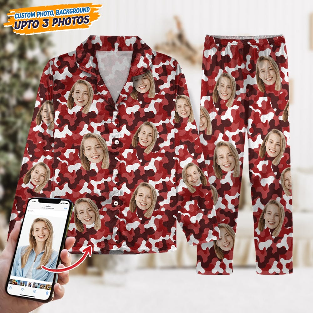 Custom Face Photo Camo Background Pajamas For Christmas Gift N304 888782