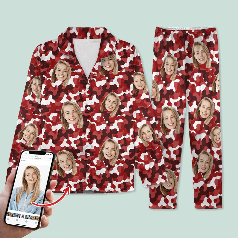 Custom Face Photo Camo Background Pajamas For Christmas Gift N304 888782
