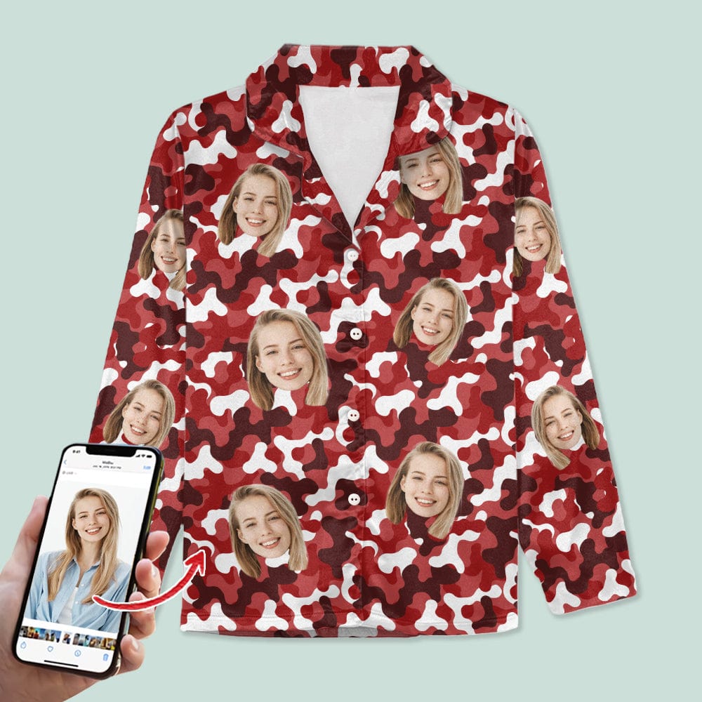 Custom Face Photo Camo Background Pajamas For Christmas Gift N304 888782