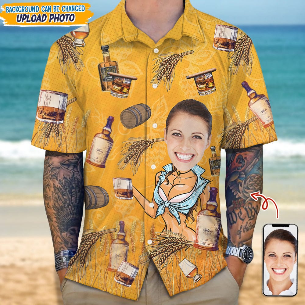 Custom Face Photo For Whiskey Lover Hawaii Shirt TA29 889355