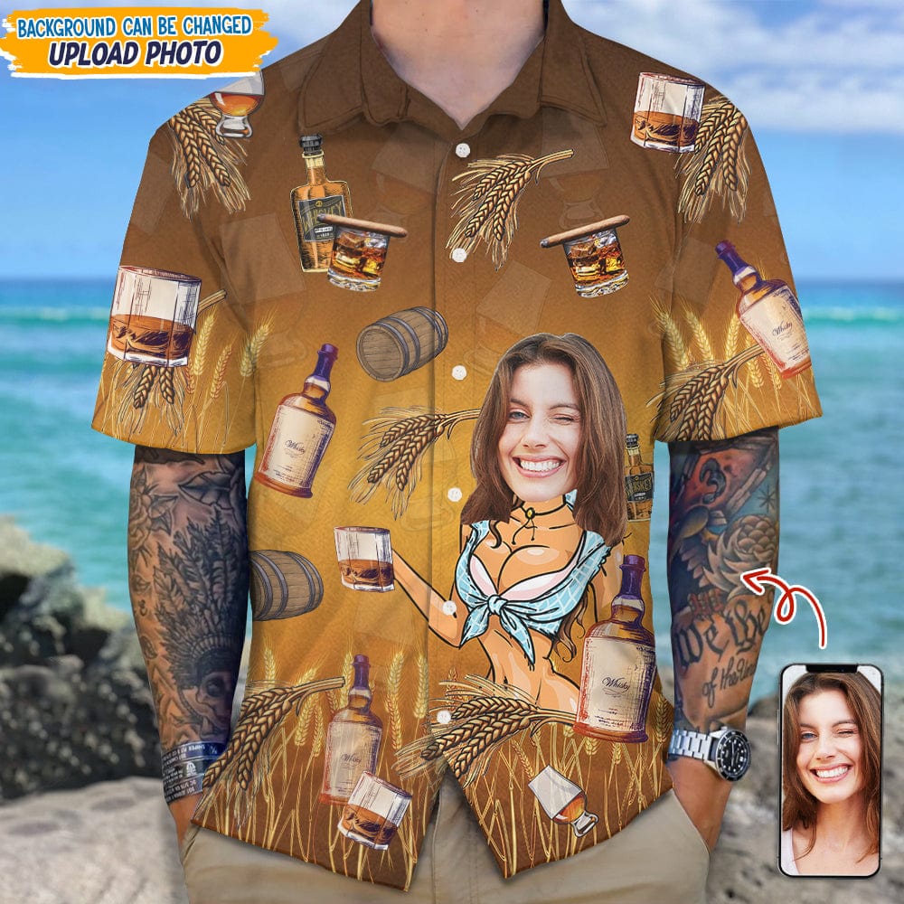 Custom Face Photo For Whiskey Lover Hawaii Shirt TA29 889355