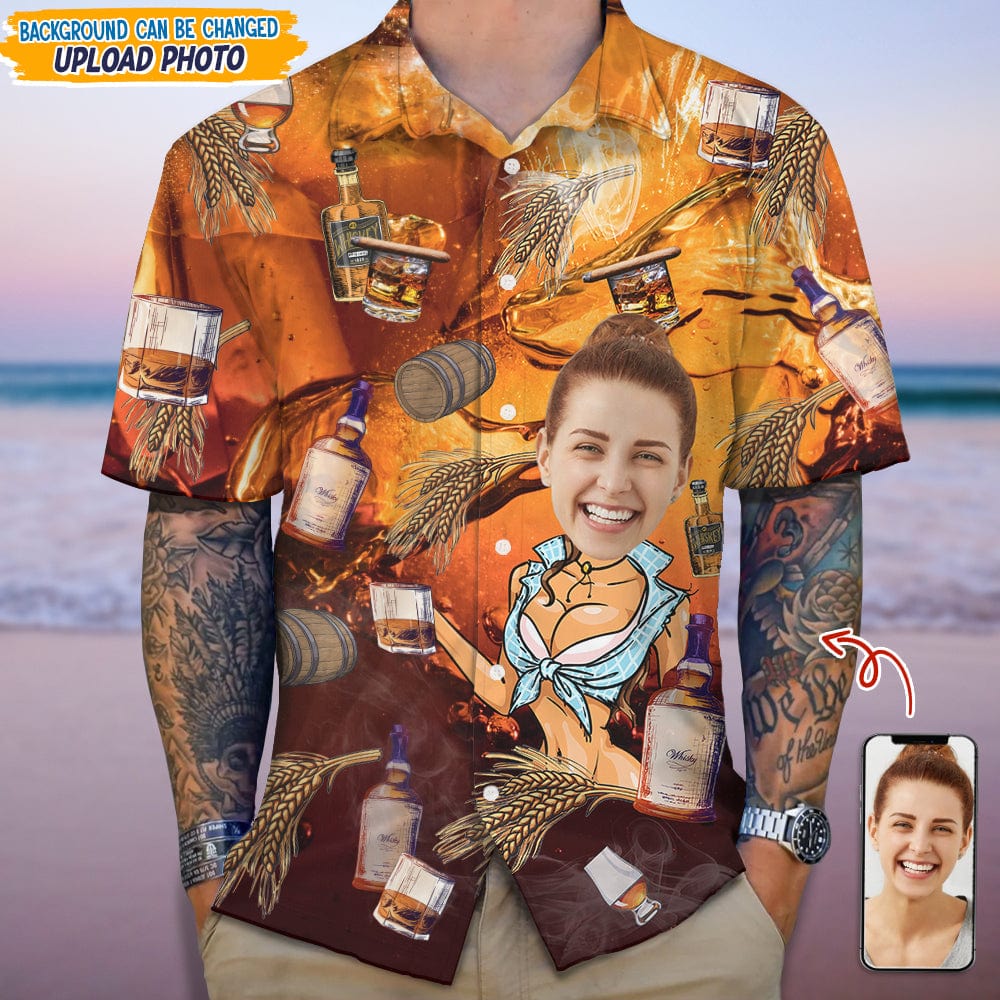 Custom Face Photo For Whiskey Lover Hawaii Shirt TA29 889355