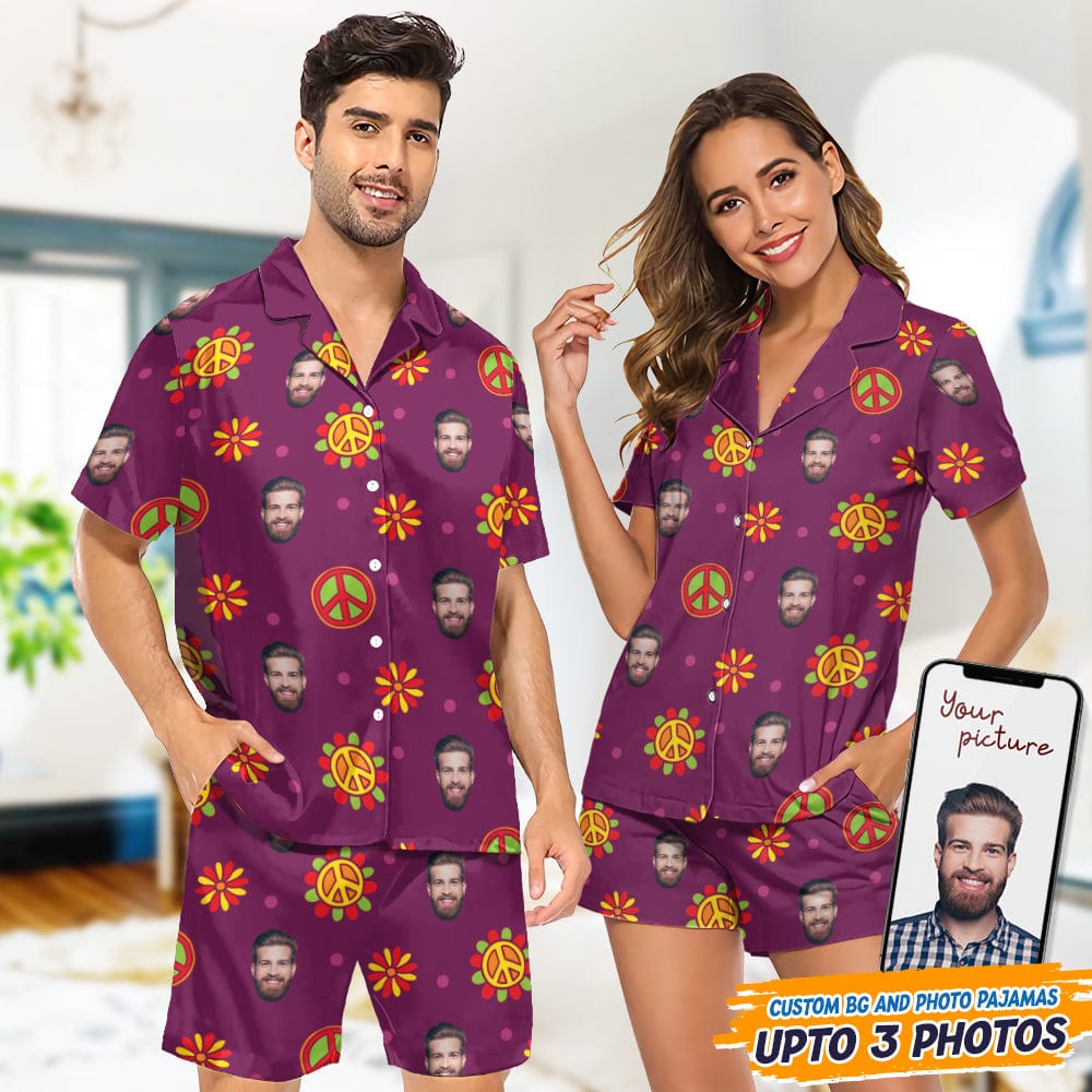 Custom Face Photo Hippie Short Pajamas T368 888890