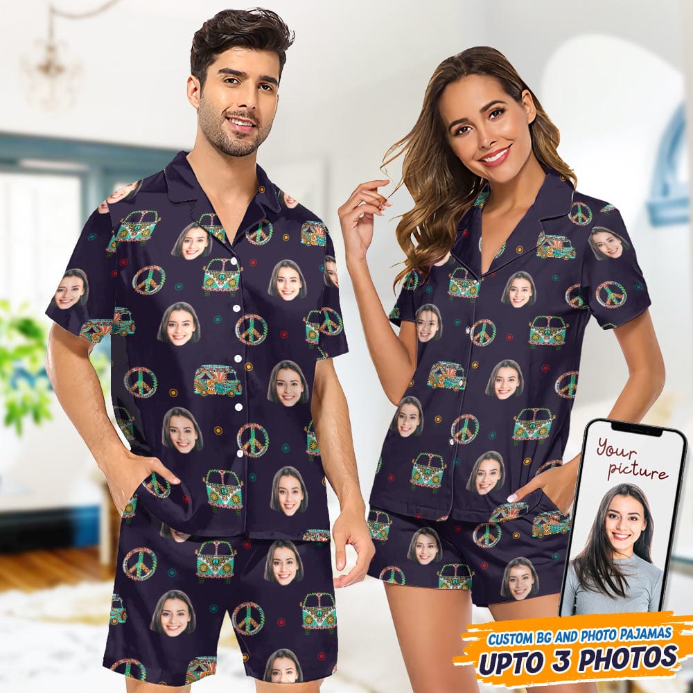 Custom Face Photo Hippie Short Pajamas T368 888890