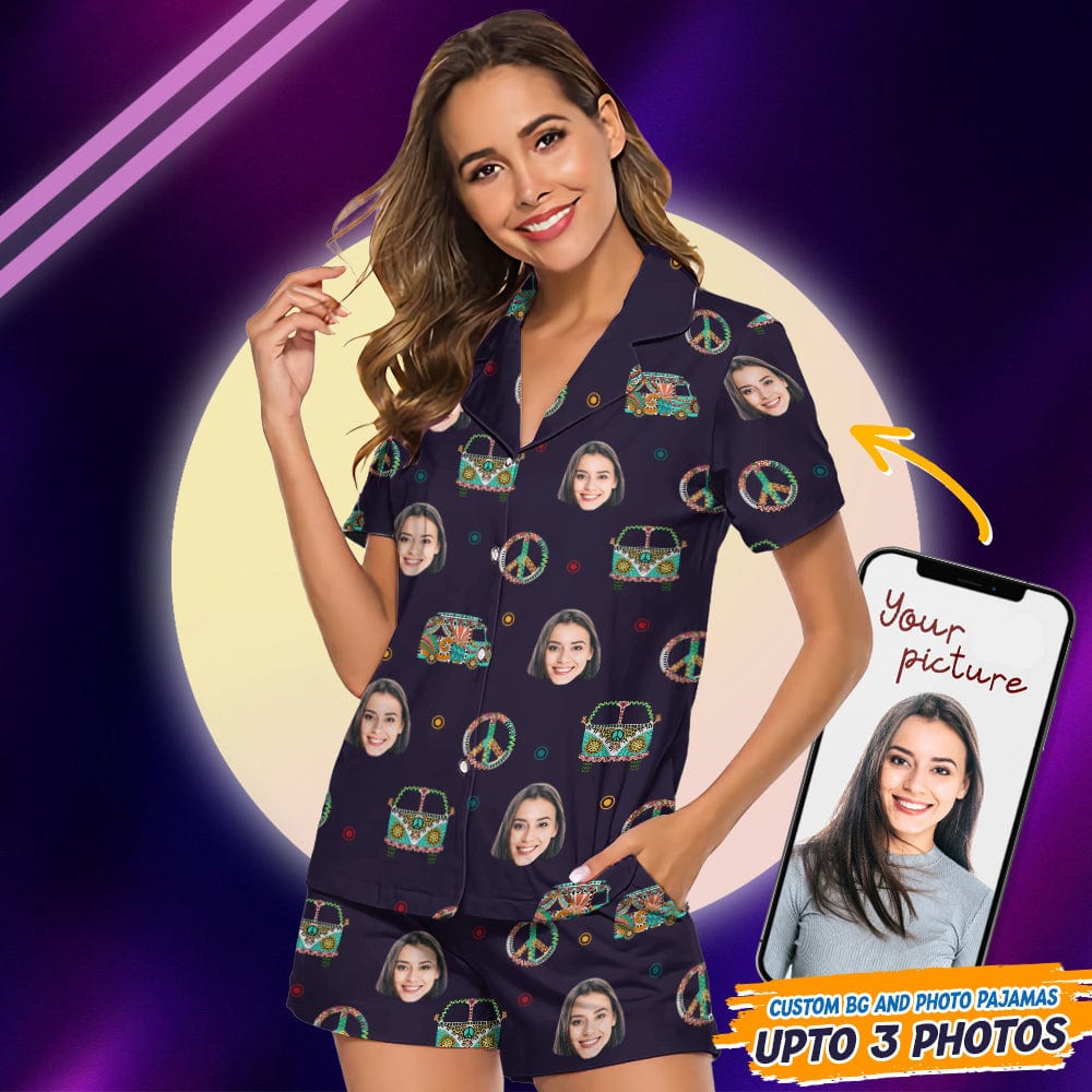 Custom Face Photo Hippie Short Pajamas T368 888890