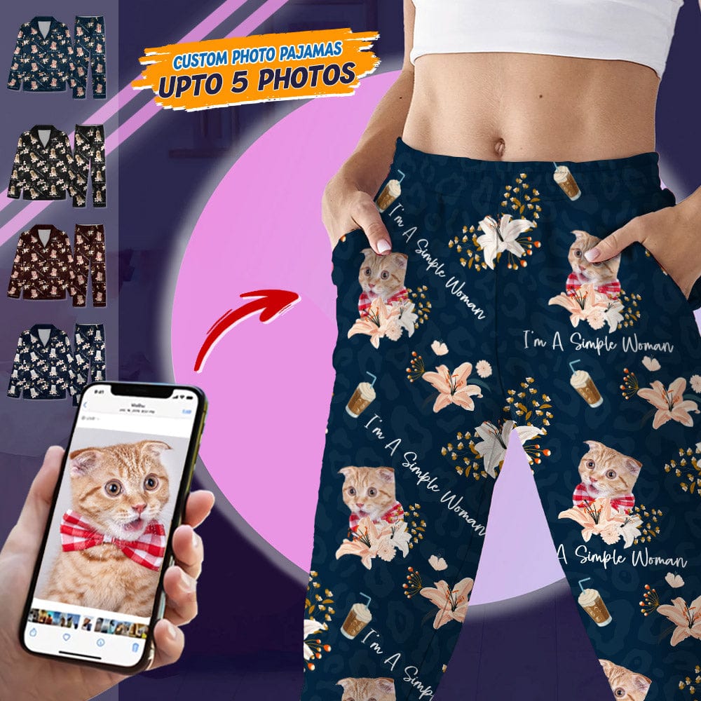 Custom Photo Dog Cat A Simple Woman Pajamas N304 888726