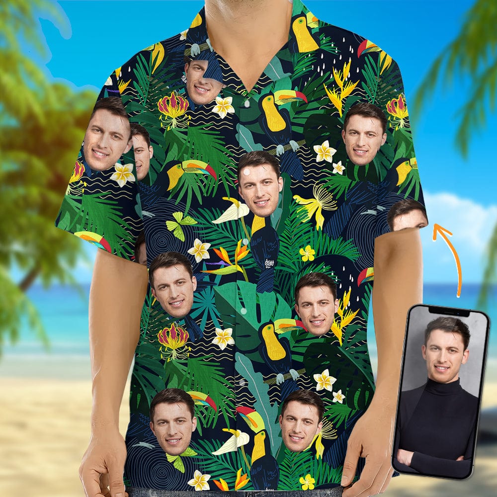 Custom Face Photo Jungle Parrot Hawaii Shirt TA29 889571