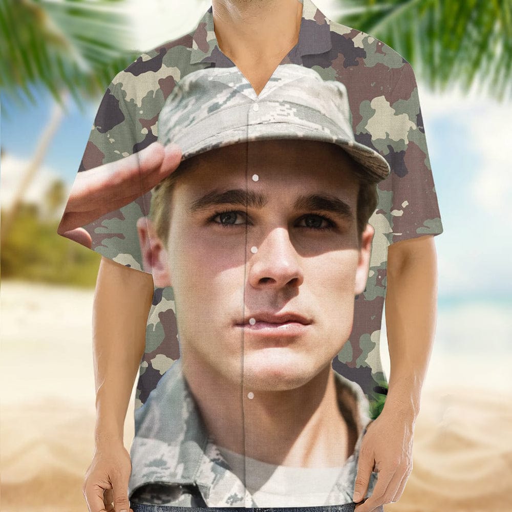 Custom face photo Military Hawaiian Shirt N369 98369
