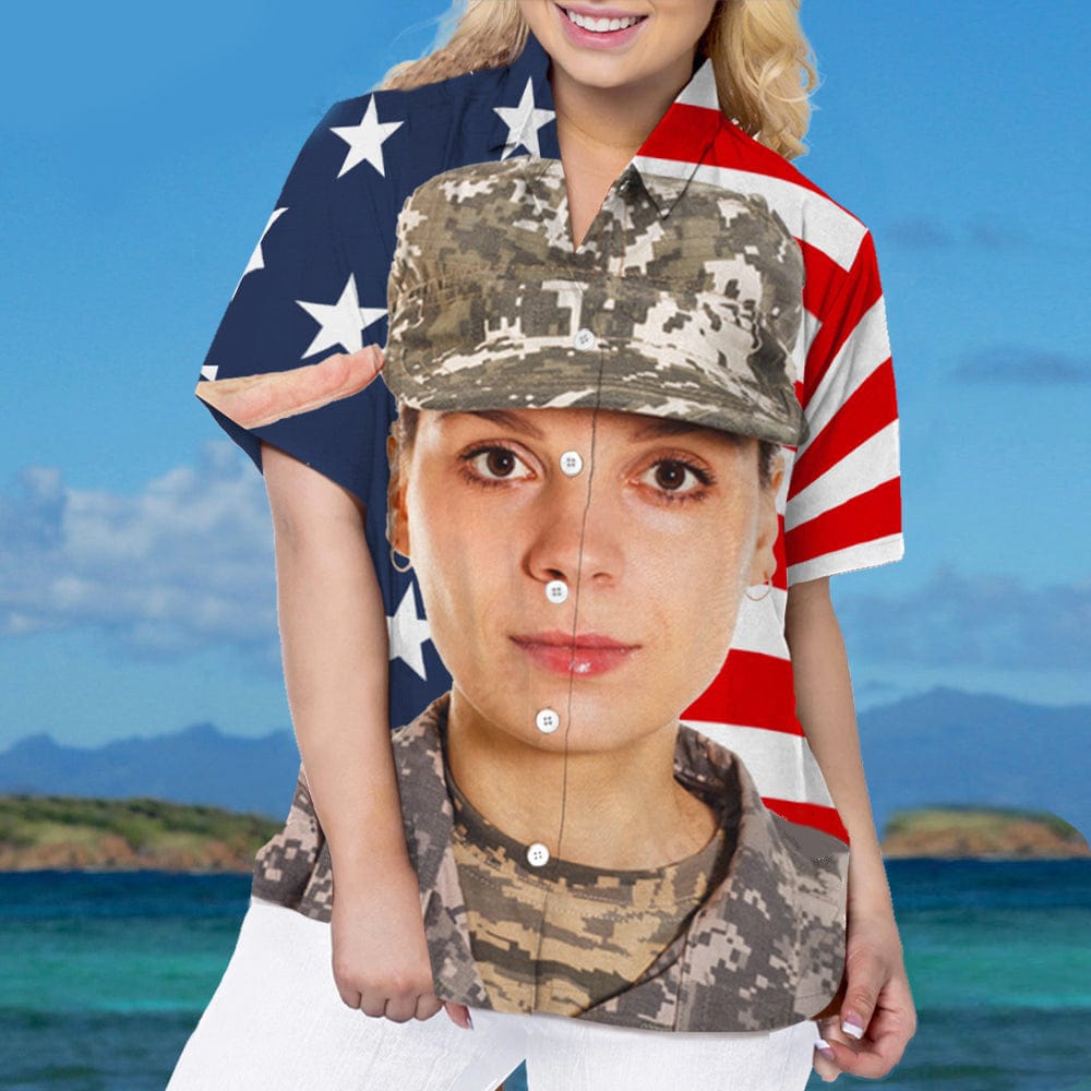 Custom face photo Military Hawaiian Shirt N369 98369