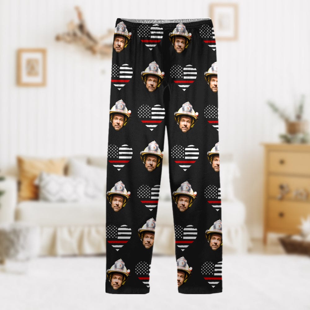 Custom Face Photo Thin Line Flag Thin Red Line Pajamas N369 888794